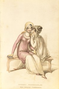 Avond-, promenade- of strandkostuums, modeplaat uit Ackermanns Repository of Arts door English School