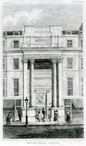 Exeter Hall, Strand, Londen uit Gentlemans Magazine door English School