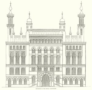 Exterieur van het Koninklijk Panopticon (gravure) door English School