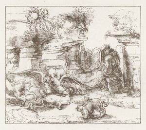Facsimile van een Studie door Leonardo da Vinci door English School