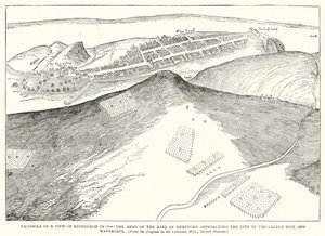 Facsimile van een Uitzicht op Edinburgh in 1544, het Leger van de Graaf van Hertford nadert de Stad via de Calton Hill en Watergate (gravure)