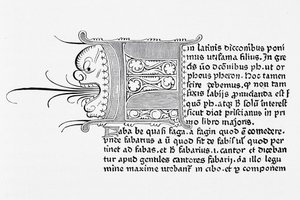 Facsimile van een pagina uit Catholicon, gedrukt door Johannes Gutenberg, Mainz, 1460 door English School