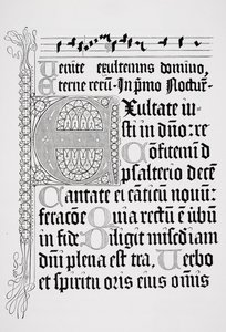Facsimile van een pagina uit een Psalter, gedrukt door Johann Fust en Petrus Schoiffer, Mainz, 1459 door English School