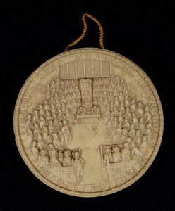 Facsimile van het Grootzegel van Engeland van 1651, voorzijde met afbeelding van het Lagerhuis in zitting