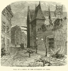 Val van een granaat in de buitenwijken van Parijs, oktober 1870 door English School