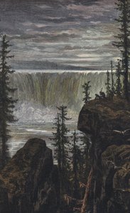 Watervallen van Niagara (gekleurde gravure) door English School