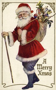 Kerstman met een zak speelgoed door English School