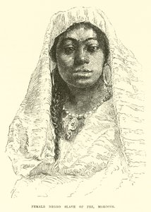 Vrouwelijke negerslavin van Fez, Marokko (gravure)