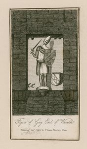 Figuur van Guy, graaf van Warwick (gravure)