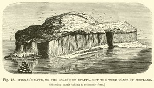 Fingals Grot, op het eiland Staffa, voor de westkust van Schotland door English School