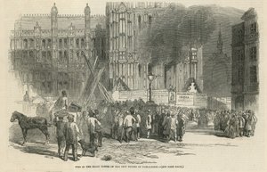 Brand in de klokkentoren van de nieuwe Houses of Parliament door English School