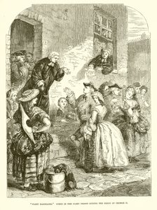 Fleet huwelijken. Scène in de Fleet gevangenis tijdens het bewind van George II door English School