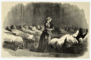 Florence Nightingale in het Barrack Hospital, Scutari, 1855 door English School