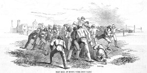 Voetbal bij Rugby, uit The Illustrated London News, 20 december 1845