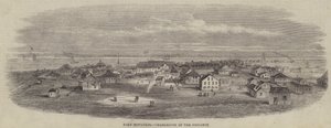Fort Moultrie, Charleston in de verte (gravure)