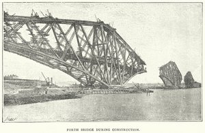 Forth Bridge tijdens de bouw (gravure)