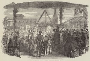 Oprichting van een Hindoe meisjesschool in Cornwallis-Square in Calcutta door English School