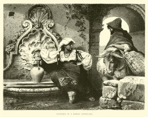 Fontein in een Romeinse binnenplaats door English School