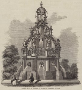 Fontein die voor het Holyrood Paleis zal worden opgericht (gravure) door English School
