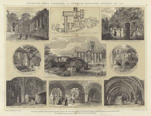 Fountains Abbey, Yorkshire, een cisterciënzerklooster gesticht in 1132 door English School