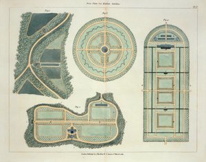 Vier Plannen voor Keukentuinen, uit Hints on the Formation of Gardens and Pleasure Grounds door John Claudius Loudon, gepubliceerd 1812 door English School