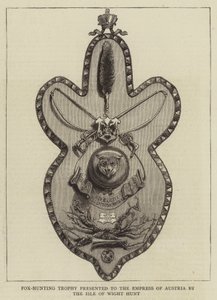 Vossenjacht trofee aangeboden aan de keizerin van Oostenrijk door de Isle of Wight Hunt (gravure)