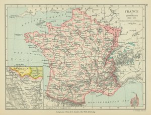 Frankrijk in departementen (kleurenlitho) door English School