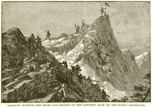 Fremont hijst de sterren en strepen op de hoogste piek van de Rocky Mountains door English School