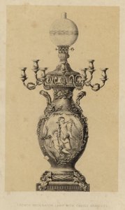 Franse Moderatorlamp met kaarsentakken (litho)