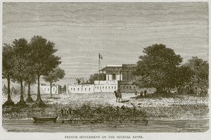 Franse nederzetting aan de Senegal rivier, illustratie uit Illustrated Travels, ca. 1880 door English School
