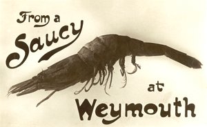 Van een brutale garnaal in Weymouth, wenskaart door English School