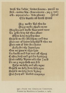 Uit de Speculum Christiani, gedrukt door Machlinia in Londen, ca. 1485 (litho) door English School