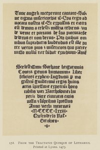 Uit de Tractatus Quinque van Lotharius, gedrukt in Lyon door English School