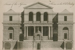 Voorkant van het Sessiehuis in de Old Bailey door English School