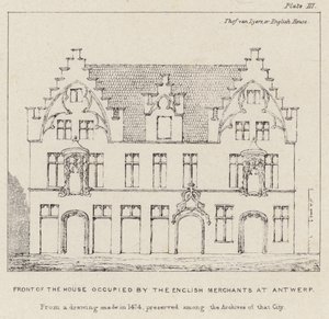 Voorkant van het huis bewoond door de Engelse kooplieden in Antwerpen door English School