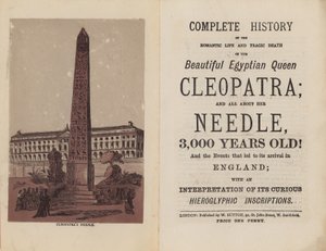 Frontispice en titelpagina voor Complete geschiedenis van het romantische leven en de tragische dood van de mooie Egyptische koningin Cleopatra door English School