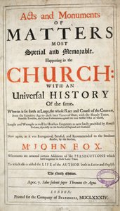 Frontispice, uit Handelingen en Monumenten van John Foxe, negende editie, uitgegeven 1684 door English School