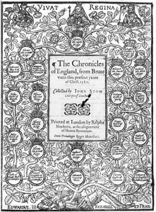 Frontispice van The Chronicles of England door John Stow, 1580 door English School