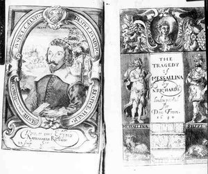 Frontispice van The Tragedy of Messallina door Nathanael Richards (fl.1630-40), uitgegeven in 1640
