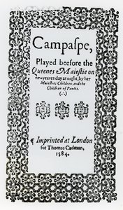 Frontispice van Campaspe door John Lyly (c.1554-1606) 1584 door English School