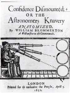 Frontispice van Confidence Dismounted; or the Astronomers Knavery Anatomized door William Brommerton, gepubliceerd in 1652