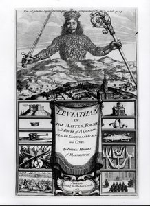 Frontispice van Leviathan or the Matter, Forme and Power of a Common Wealth Ecclesiasticall and Civil, 1651, door Thomas Hobbes van Malmesbury door English School