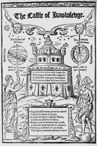 Frontispice van Het Kasteel van Kennis door Robert Recorde, 1556 door English School