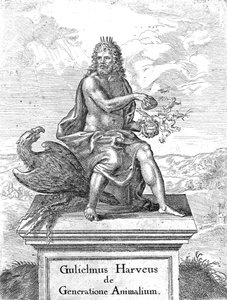 Frontispice van William Harveys De Generatione Animalium, gepubliceerd in 1651 door English School