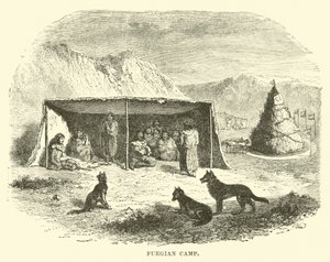 Fuegiaans kamp, Tierra del Fuego, 1890 door English School