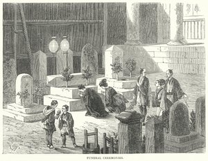 Begrafenisceremonies (gravure) door English School