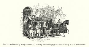 Begrafenis van Koning Richard II, met zijn wassen beeld door English School