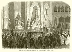 Begrafenis van Lord Palmerston in Westminster Abbey, 1865 door English School