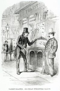 Garret-Meester, of Goedkope Meubelmaker, c.1840 door English School