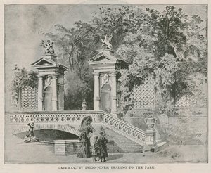 Poort, door Inigo Jones, leidend naar het park, Holland House door English School